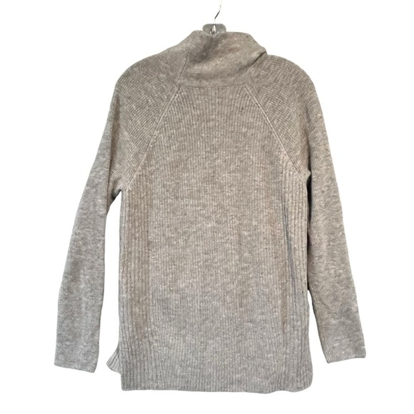 Vince Wool Cashmere Blend Ribbed Gray Sweater with Zipper Accents Medium - Picture 3 of 8